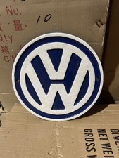Volkswagen VW Round Blue White Cast Iron Wall Sign Garage Camper Transport Gift