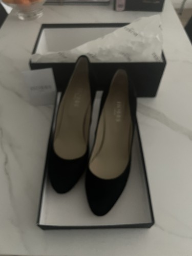 Hobbs black suede court shoes - black,