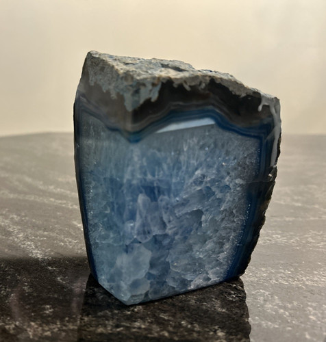 Blue agate geode - blue, bookend