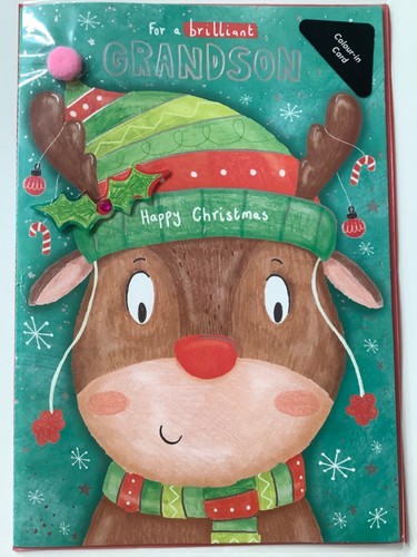 Grandson christmas card large - christmas,
