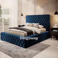 Falcon Ambassador Bed Frame In Plush Velvet Fabric In All Colours And UK Sizes