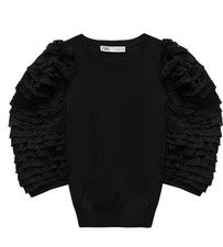 ZARA SWEATER WITH RUFFLED SLEEVES NWOT SIZE L