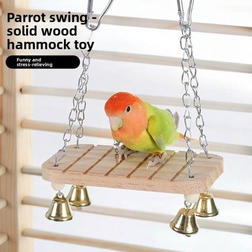 Wooden parrot swing toy with - parrot,
