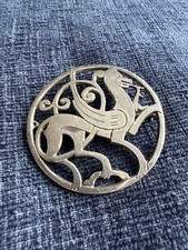 vintage shetland silver quendale beast harness ornament brooch