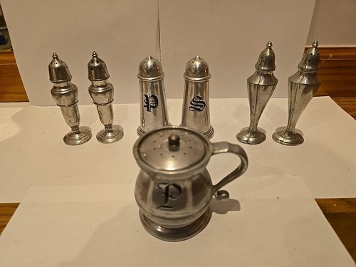 Pewter genuine salt and pepper - pewter,