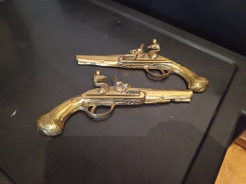 Vintage brass pistols flint - brass,