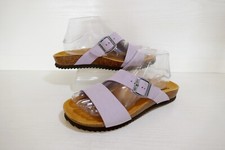 NEW MOSHULU "LOIRE" LILAC NUBUCK LEATHER CORK FOOTBED SLIDE SANDALS UK 6 EU39