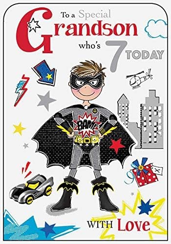Grandson 7th birthday card - grandson,