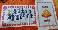 Pair Of Vintage Irish Linen Commemorative Collectable Girl Guide Tea Towels.
