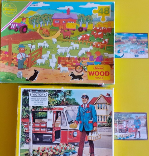 Pair wooden jigsaws the - of,