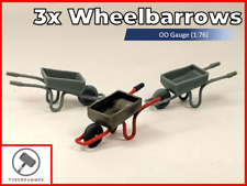 3 x Wheelbarrows for Model Railway Scenery Pack 1:76 OO 00 Gauge 4mm