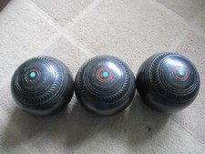 Set of 3 HENSELITE CHAMPIONSHIP Black Lawn Bowls Size 4-15/16 in good condition