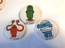 3x mr men badges pins fuss