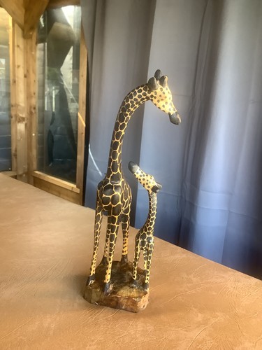 Hand carved wooden giraffe - carved,