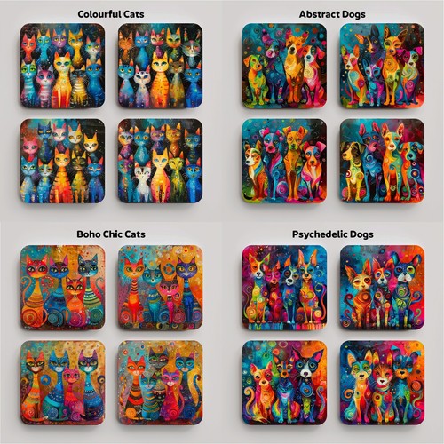 Set coasters colourful - 4,