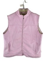 Tayberry Womans Faux Suede Zip Up Gilet Vest Pink Size M Fleece Lined Bodywarmer
