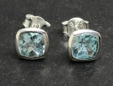 Blue topaz stud earrings solid