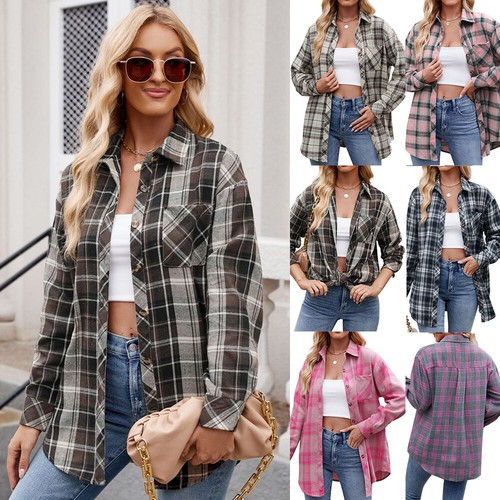 Ladies plaid checked casual - plaid,