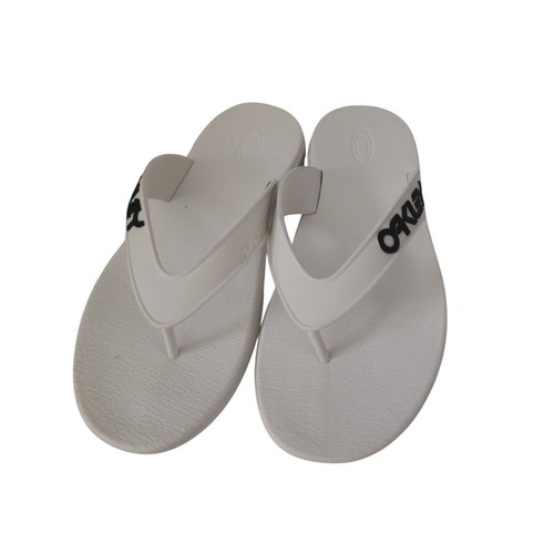Oakley white logo flip flops - logo,