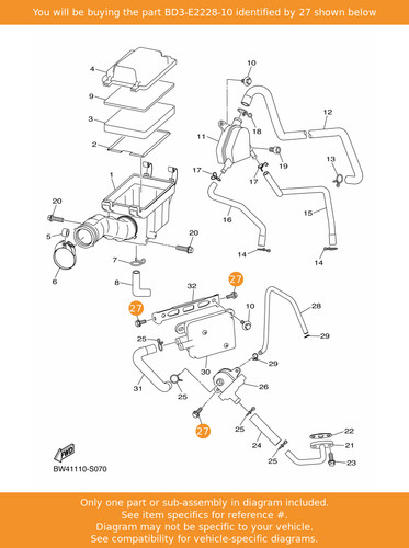 Yamaha bolt bd3 e2228 - bd3-e2228-10, oem