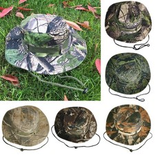 Tactical Boonie Hat Camo Round Edge Wide-Brim Sun Fishing Camping Breathable Cap