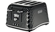 De'longhi CTJ4003.BK Brillante 4 Slice Toaster Defrost Function 1800W Black