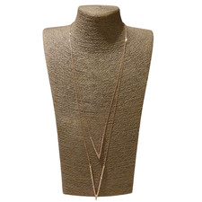 Long Gold Tone Chain Crystal Pendant Necklace Statement Big Large Bold