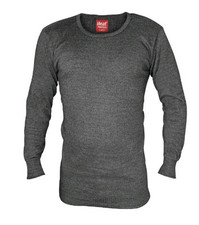 Heat Holders Mens Large Mens Cotton Thermal Underwear Long Sleeve Top Charcoal