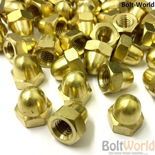 Solid brass hexagon dome nuts - hexagon,