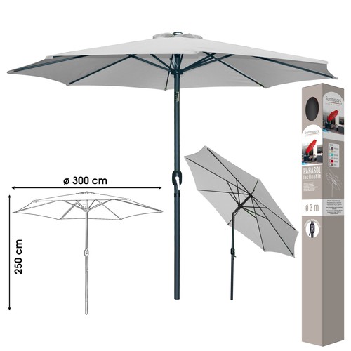Parasol metal light - 3m, grey