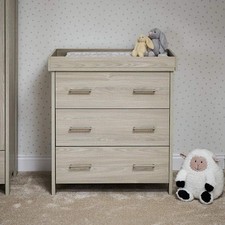Obaby Nika Changing Unit Grey Wash | Baby Dresser | Nursery Storage