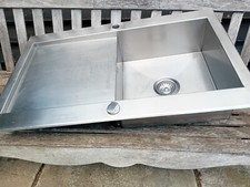 Cooke & Lewis Ameth 1 Bowl Satin Stainless Steel Sink & Drainer Reversible