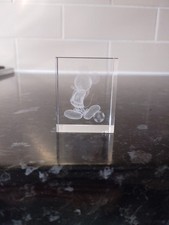 Disney Mickey Mouse 3D Laser Etched Crystal Glass Prism / Paperweight
