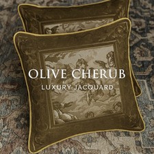 SET OF 2 Olive Cherub Cushion