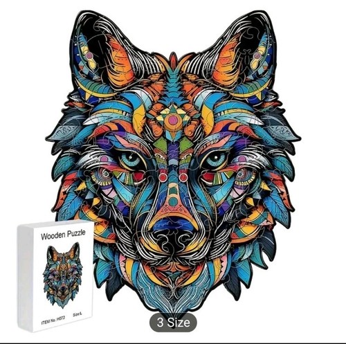 Wooden wolf jigsaw - wooden, puzzle