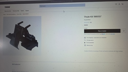 Thule square roof bar kit - roof,