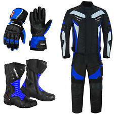 Mens Motorbike Suit sets Motorcycle Waterproof Suits Leather Boots Armoured UK