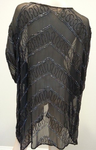 Vtg black sheer - black, chevron