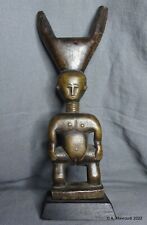Ivory Coast Tribal African wooden Carved Fertility Idol Figure on wooden stand