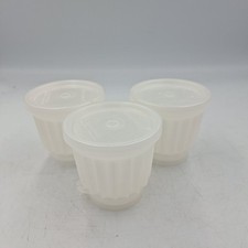 Vintage Tupperware Set of 3 Individual Jelly Blancmange Moulds Plain Bottom+Lids