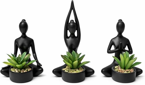 Set yoga figurine plant - of,
