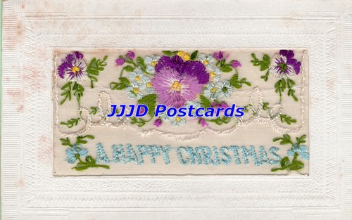 Embroidered silk postcard a - embroidered,