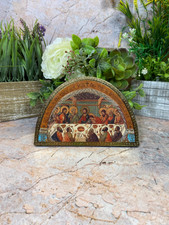 Handcrafted Wooden Plaque of The Last Supper Icon: Inspirational Religious Art 