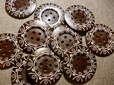 6 Pcs 60mm Extra Large Wooden Buttons Dark Brown Sewing Crafts Upholstery
