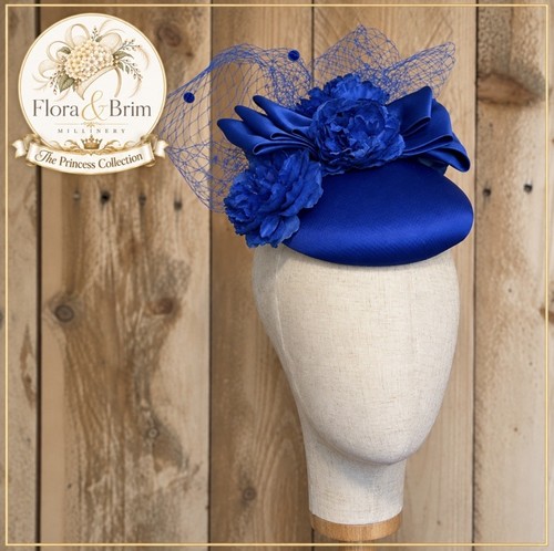 Royal blue floral fascinator - blue,