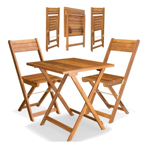 Foldable acacia wood bistro - wood,