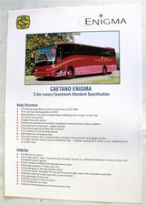 Salvador CAETANO Enigma Coach Body Commercial Sales Sheet #BS EN ISO 9002