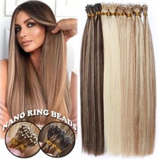 Thick Indian Nano Beads Tip Human Hair Extensions Remy Micro Ring Loop 150G Ahsy
