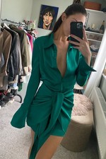 Rat & Boa Dress M UK10 Emerald Green Worn Once Alanis Dress Collared Button Up