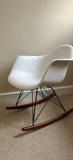 Vitra Eames Replica White Rocking Chair Walnut Mahogany Teak